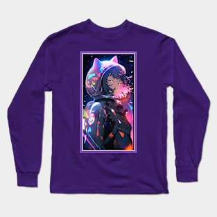 Anime Sci-Fi Cat Girl | Quality Anime Girl Artwork | Manga Girl Anime Art Long Sleeve T-Shirt